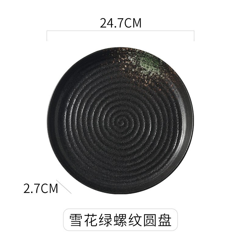 Japanse Retro Schotel Keramische Steak Plaat Creatieve Ronde Diepe Rivierkreeft Grote Platte Ceramica Westerse Gerechten Platen Servies: Snow Green