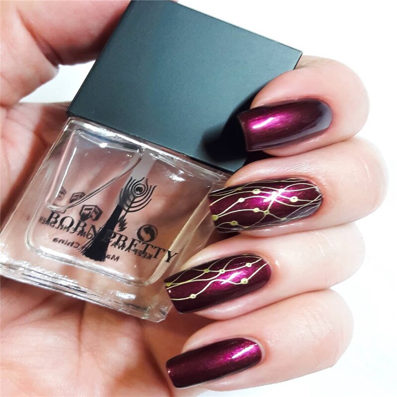 Geboren Pretty Nail Stempelen Template Lijn Netto Rechthoek Nail Art Image Plate Print Stencil BP-L078