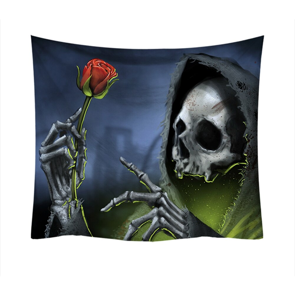 Wall Tapestry, Skull Print Household Wall Tapestry Halloween Wall Hanging Carpet Decorative Cloth: 3