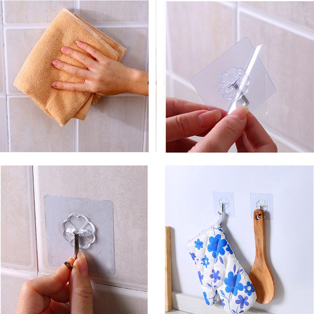 2/4/6/8/10 PCS Seamless Adhesive Hooks Suction Cup Adhesive Wall Vacuum Sucker Heavy Bathroom Transparent Load Rack