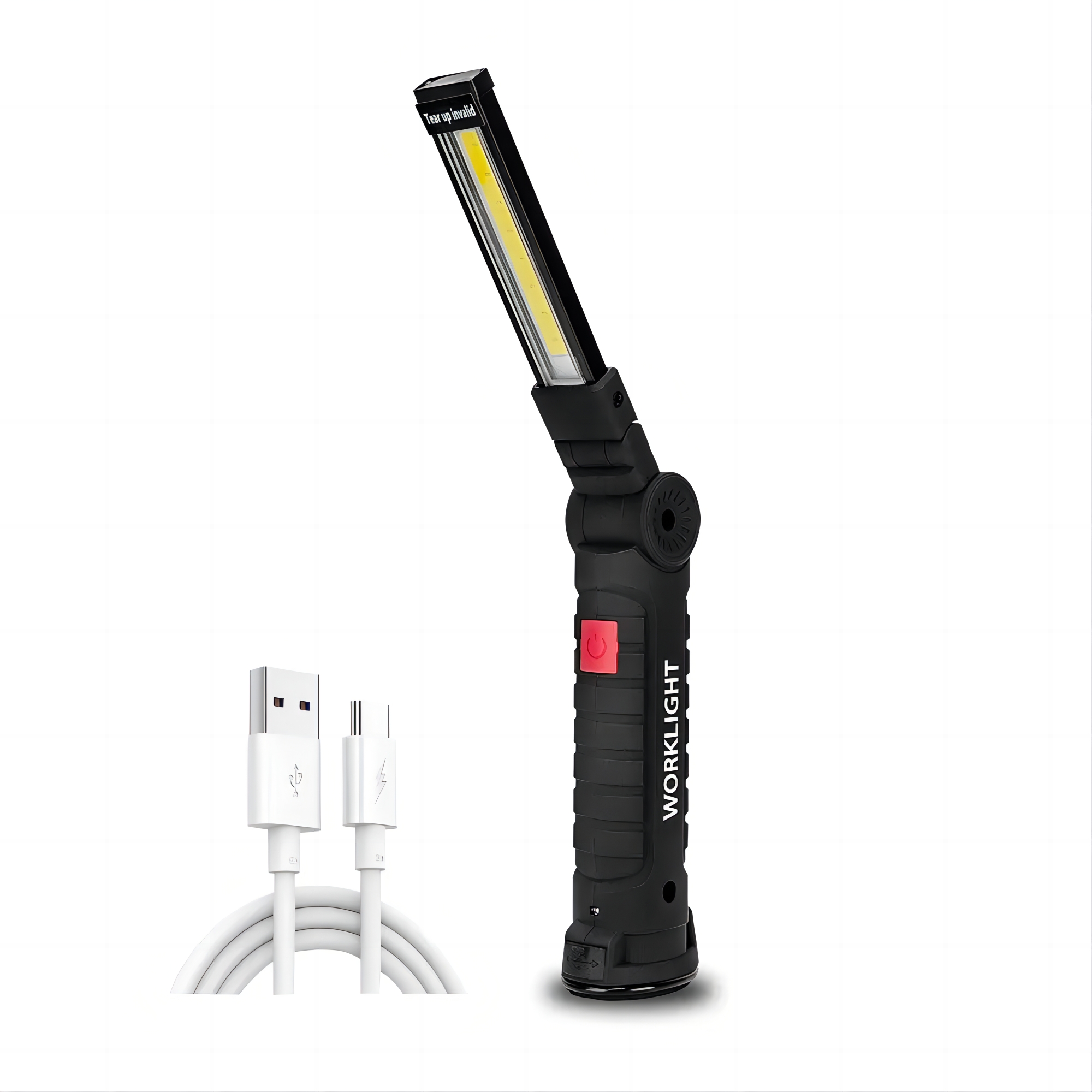 Genopladelig camping-led-lommelygte, arbejdslampe med magnet og krog,  ip64 vandtætte , 5 lystilstande, egnet til natarbejde