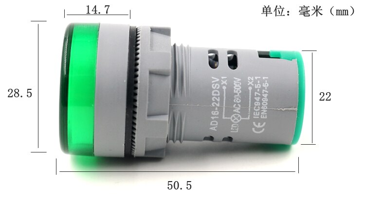 CZKE 22mm Round Digital Voltmeter – AC 60-500V, Green LED Indicator Lamp, Panel Mount Voltage Tester Monitor
