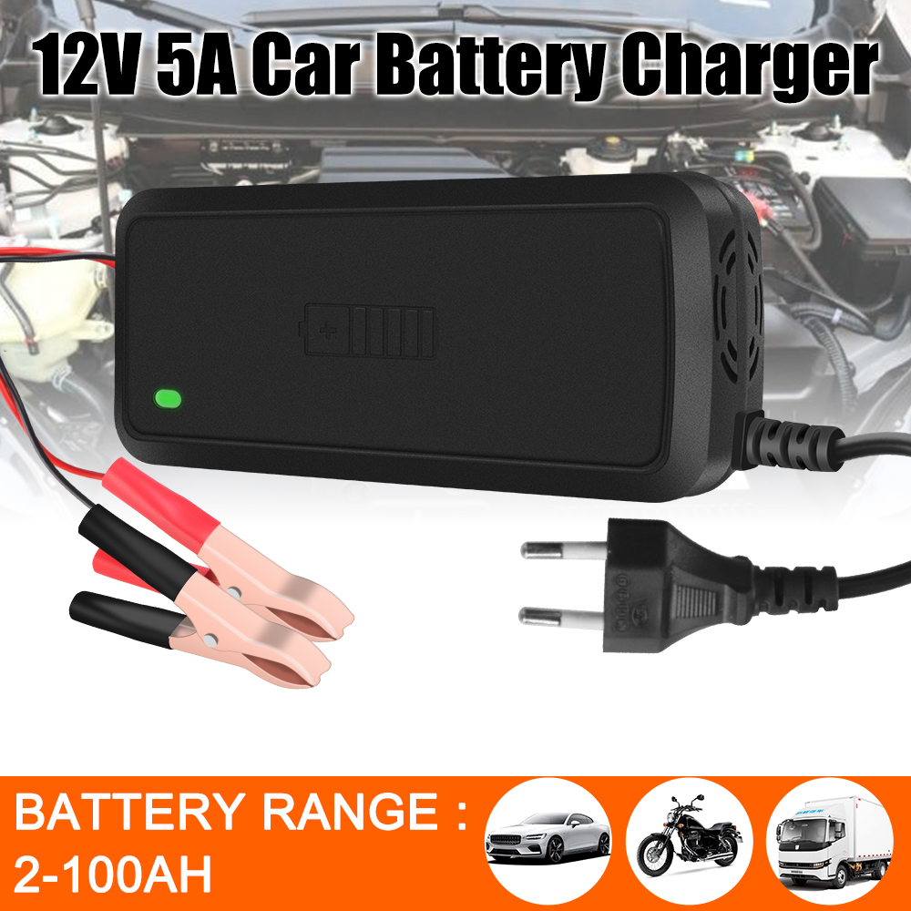 Cargadores de batería de GEL AGM de ácido de plomo de 3 etapas, cargador de batería de coche completamente automático, carga rápida inteligente de 12V 5A