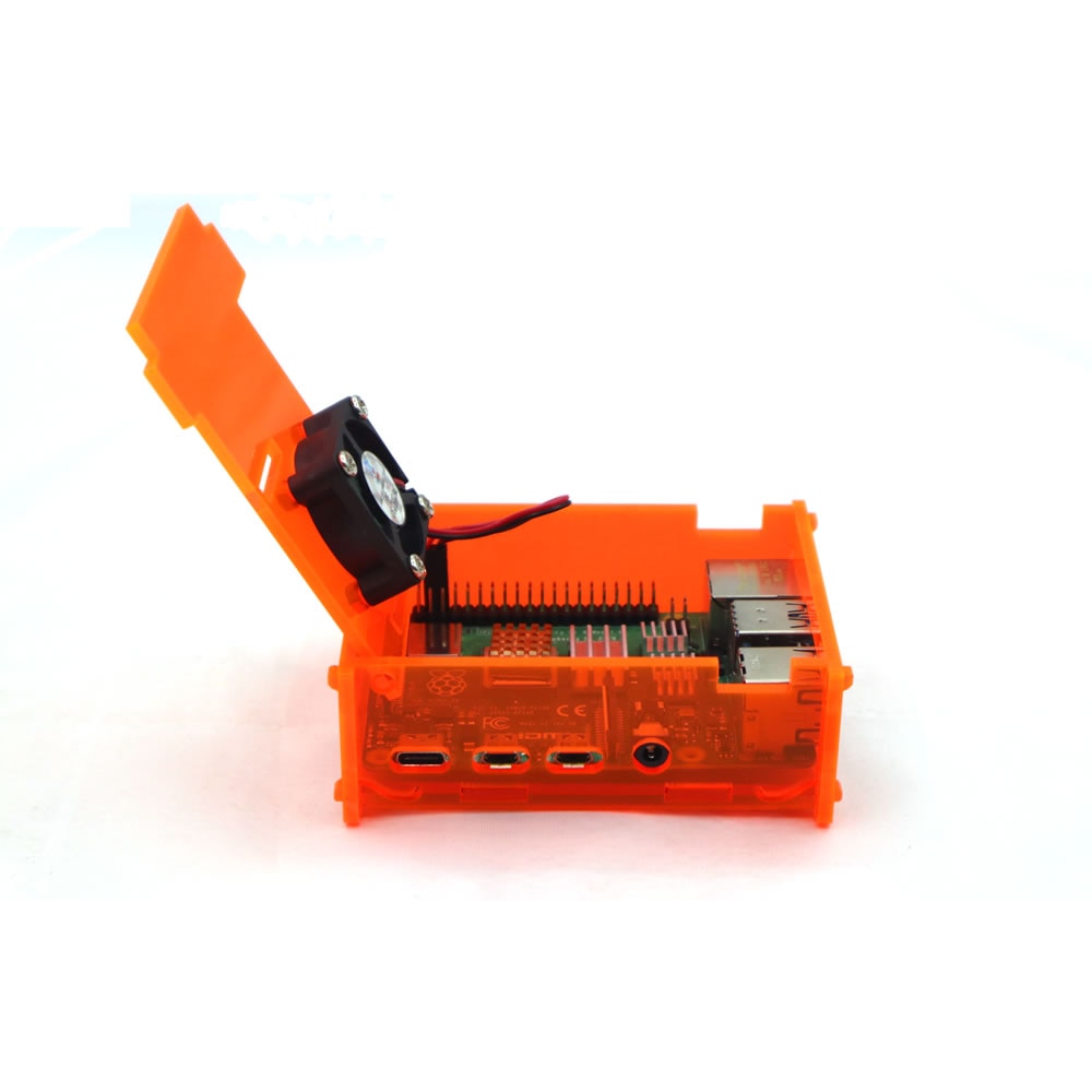Raspberry Pi 4 Orange Acrylic Case Enclosure Box with Cooling Fan