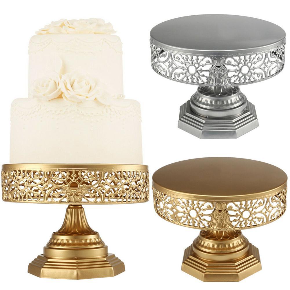80% Retro Wedding Cake Stand Round Metal Event Party Display Pedestal Plate Decor