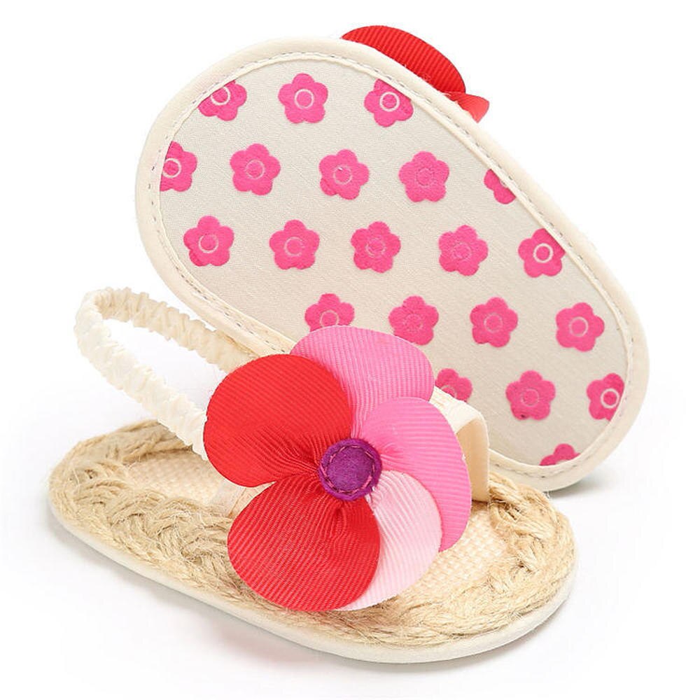 Kleinkind unisex Baby Mädchen Junge Stock Sandalen Kleinkind Weiche Anti-Unterhose baumwolle Sohle Nette Blume Drucken Sommer Krippe Erste Gehhilfe Schuhe