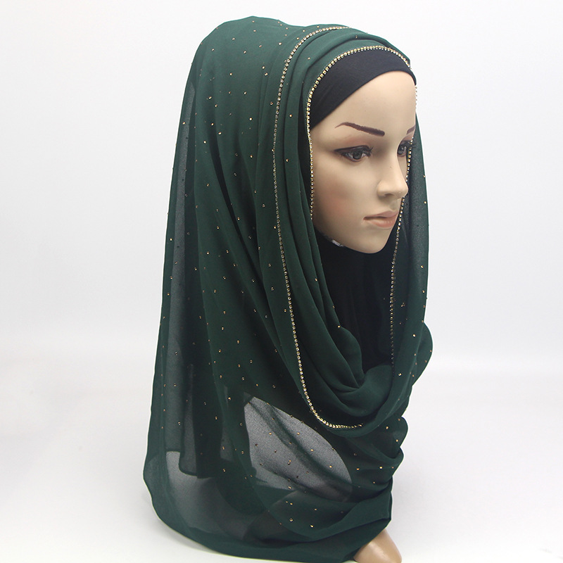 Yiwu usine femme musulmane en mousseline de soie chaude turquie arabe froissé hijab écharpe: green