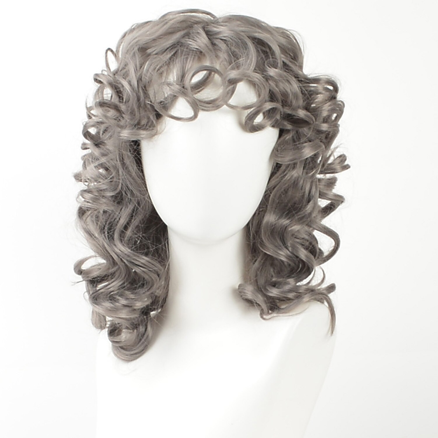 Gnimegil Synthetische Kort Haar Afro Krullend Pruik Met Pony Zachte Pluizige Krullen Wave Schouder Lengte Natuurlijke Pruiken Voor Zwarte Vrouwen: Dark grey