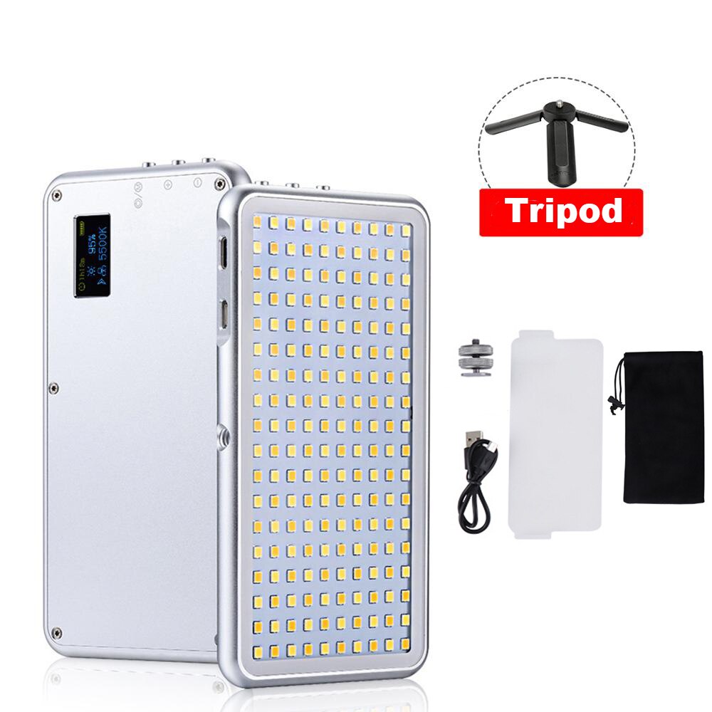 180 LEDs Pocket On-Camera Led Video Light Ultral Thin Dimmable 4000mAh Battery Photographic Lighting for Canon Sony DSLR Cameras: with tripod