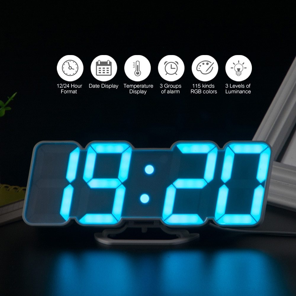 Digitale Zeit Wecker LED Wanduhr Mit 115 Farben Fe – Grandado