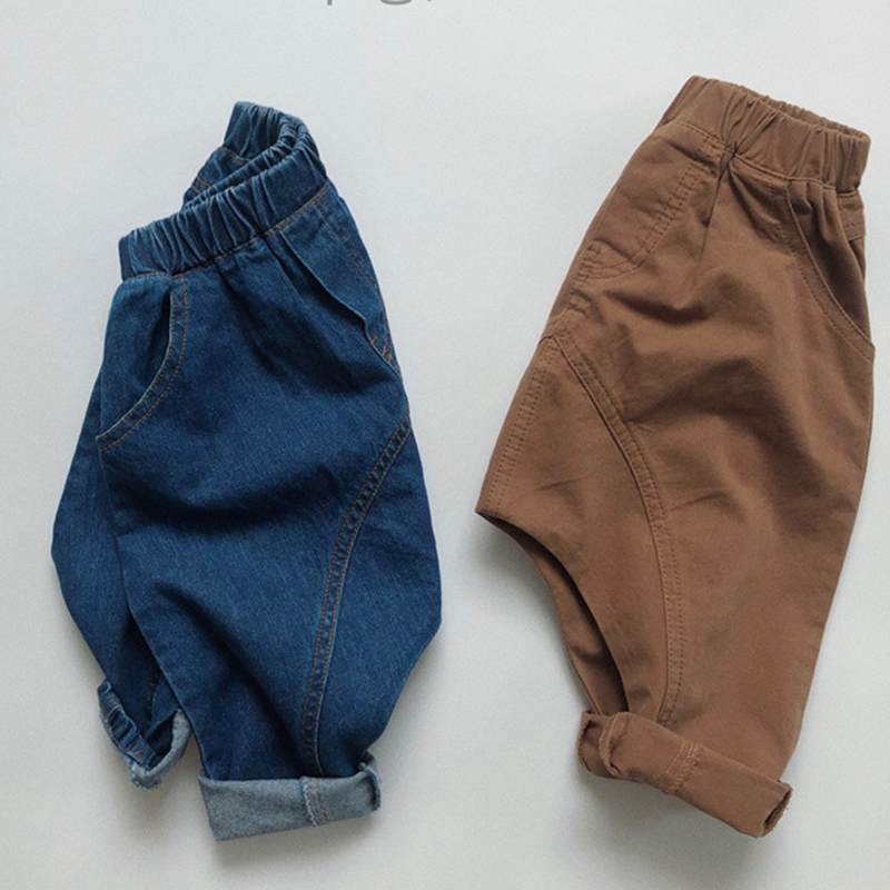 Pantaloni da Cowboy Casual da bambina per bambini pantaloni in Denim tinta unita per bambini autunno inverno pantaloni in Denim per bambini in stile coreano