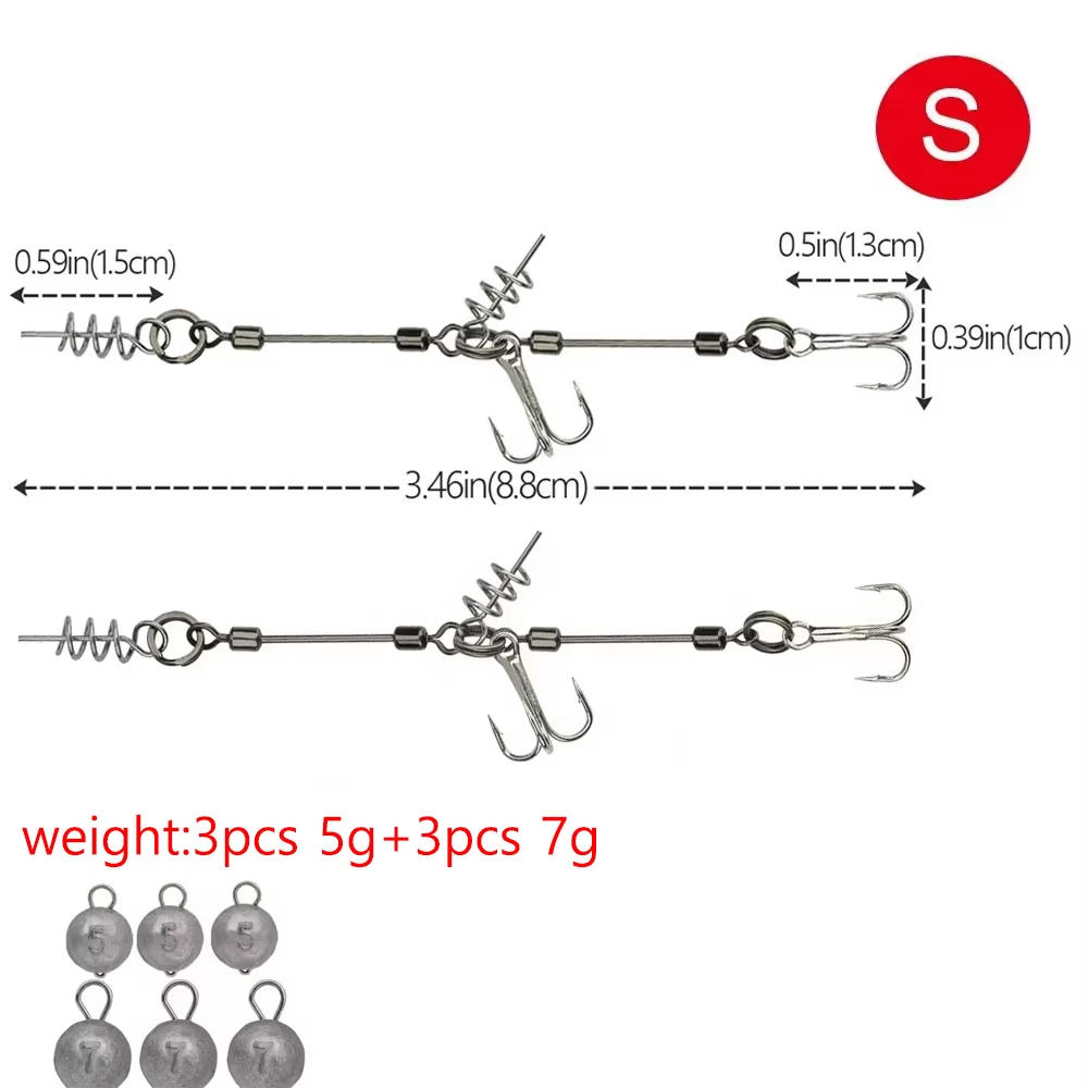 THKFISH Pike Stinger Rig anzuelos triples S M L anzuelo de pesca con tornillo de múltiples depósitos con conector de clavija de peso de plomo para Swimbait: Púrpura