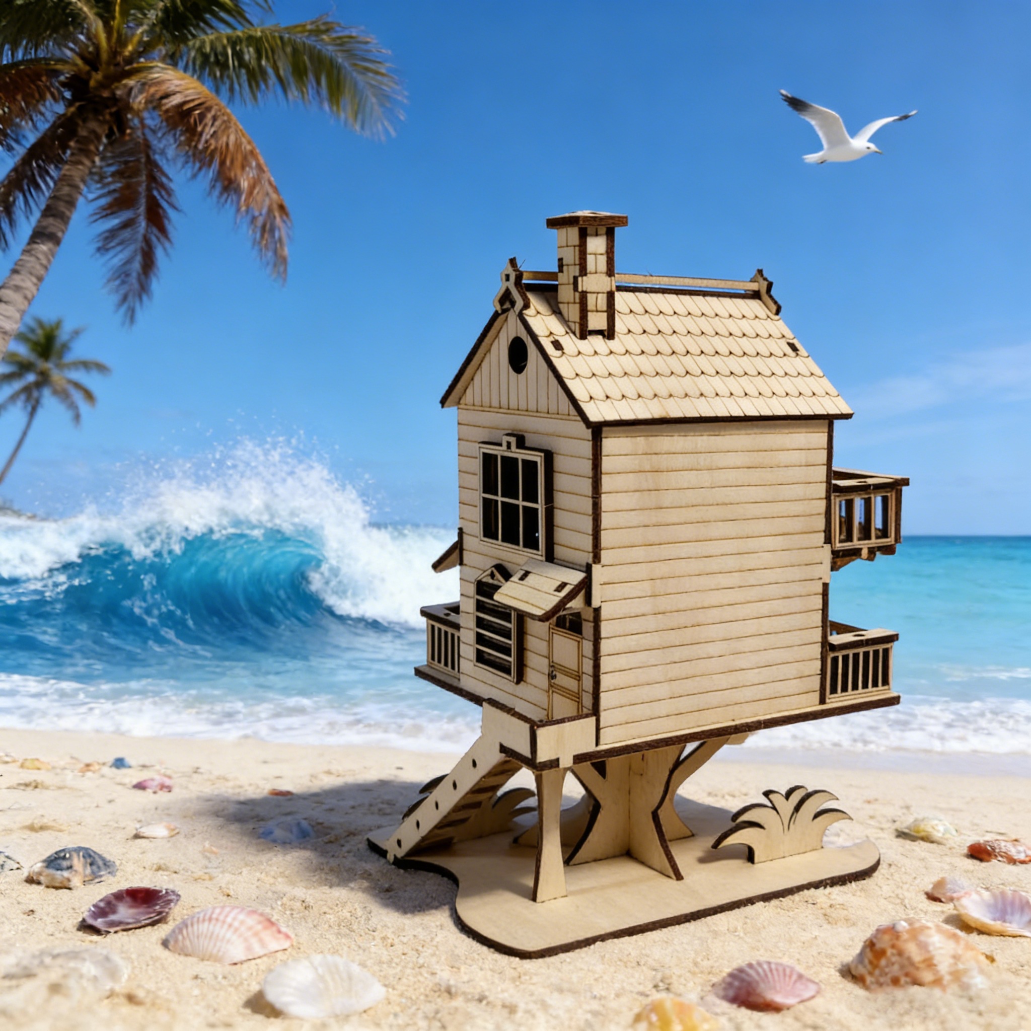 1 Wooden 3D Puzzle Cabin, DIY Wooden Assembly Model, Decor , Perfect for Family Assembly