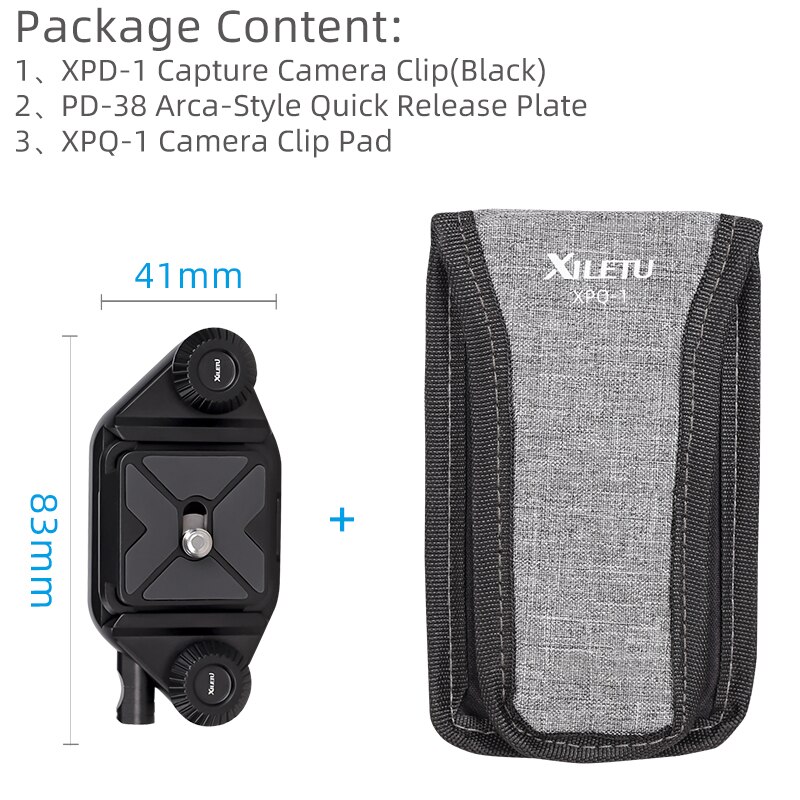 XILETU Capture Camera Clip Camera Belt Holster Mount Waist Clip Holder Hanger 1/4 Inch Screw Quick Release Plate for Camera DV: XPD1PD38XPQ1Black