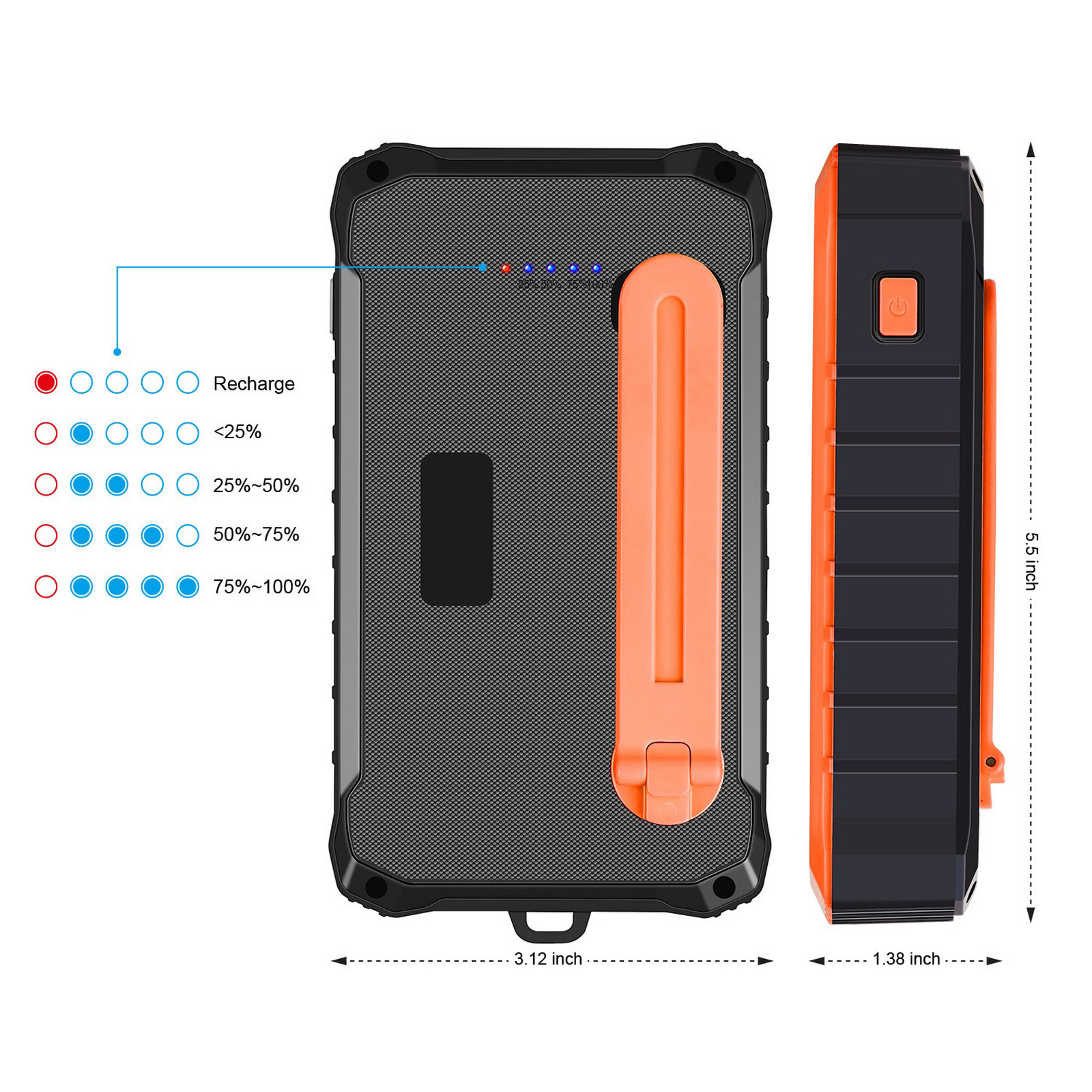 12000mAh Hand Crank Solar Power Bank Charger Portable Solar Charger Powerbank LED Flashlight Outdoor Emergency Light Tools