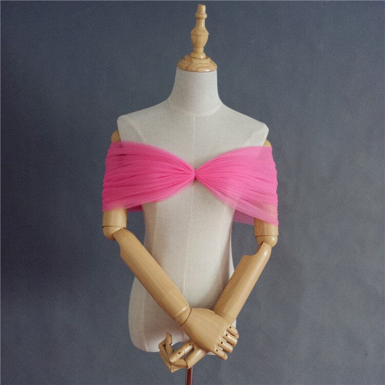 Burgund/Champagner/Blau/Schwarz/Rosa/Grau Einfache Tüll Hochzeit Boleros Schöne Elegante Schal Anzug Für fehlschlag Size80-93cm DJ107: fuchsia