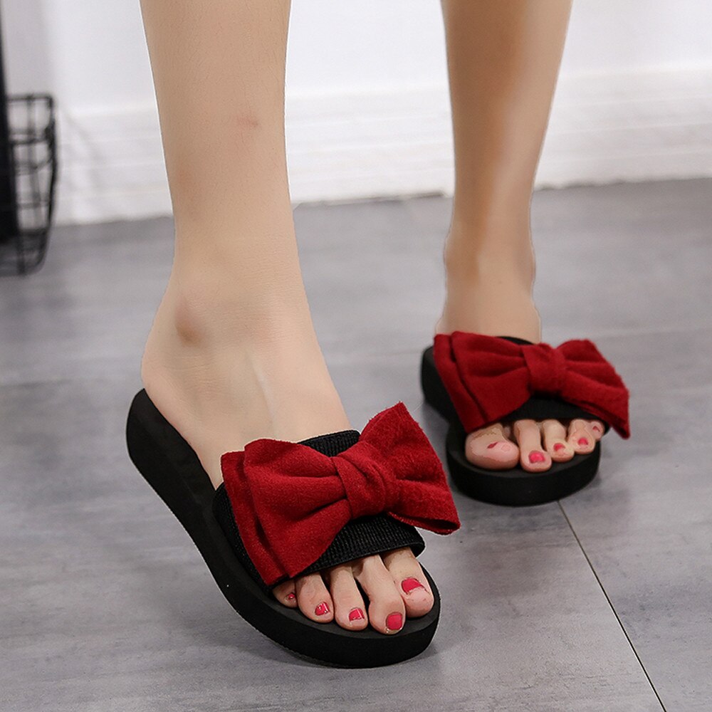 Schoenen Vrouw Huis Slippers Vrouwen Zomer Casual Vrouwen Schoenen Boog Platte Sandalias Strand Slippers Effen Тапочки Zapatos De Mujer