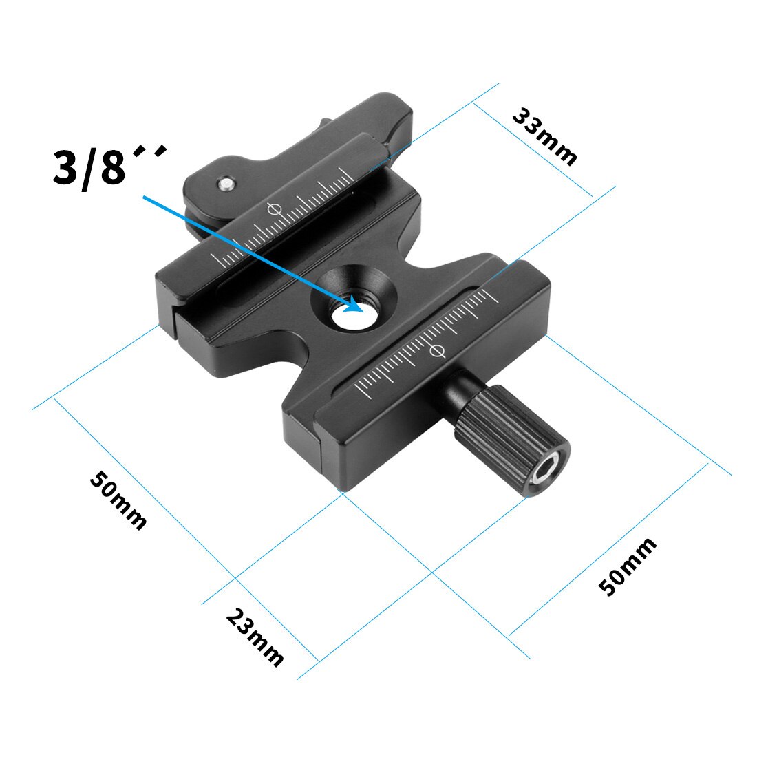 Quick Release Clamp Adjustable Lever Knob Double Lock 1/4" 3/8" Screw Adapter CL-50LS for Arca Swiss RRS Plate Ball Head Tripod