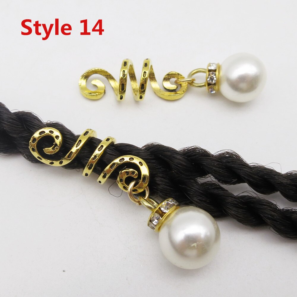 Breloques tressées dorées en spirale Viking, différentes breloques pour cheveux, redoute barbe, redoulock perles, clips, anneaux, accessoires pour cheveux, 2 pièces/paquet: 2pcs Style 14