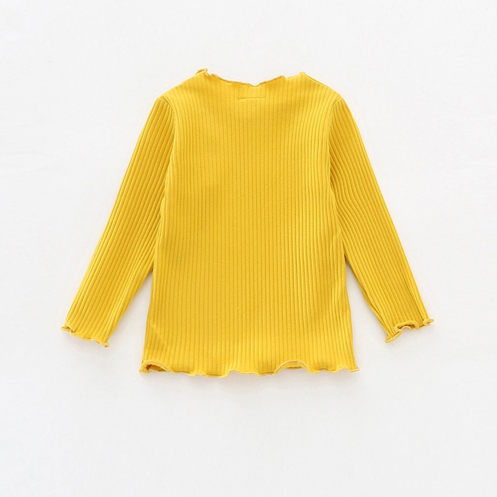 Camiseta de oreja de madera para niña, camisa con botones salvaje para bebé, ropa cálida de manga larga para Otoño e Invierno