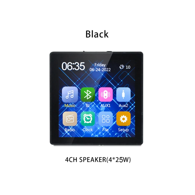 Mini Touch Screen 4*25W Stereo Music Panel PA SystemBluetooth Wall Amplifier Smart Home Audio Ceiling Speaker Wall Amplifier ﻿: Gold