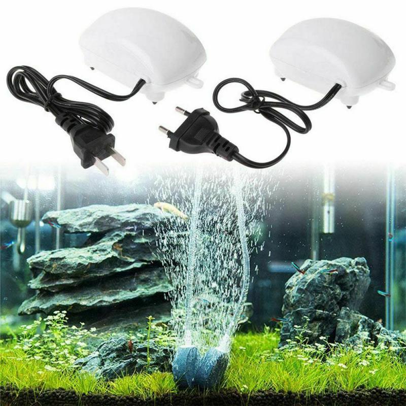 Ultra Stille Zuurstof Luchtpomp Aquarium Luchtpomp Fish Tank Toename Zuurstof Soft Pomp Slang Lucht Steen Plug EU/ ONS Ronde Plug 220V