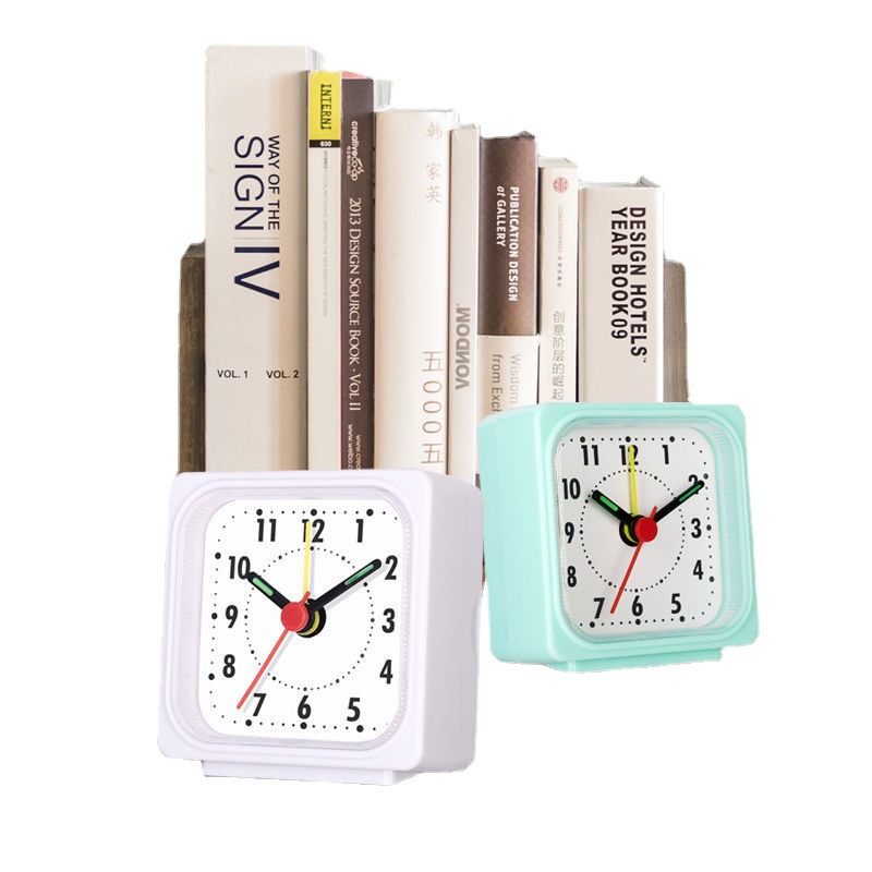 Mini Square Crystal Alarm Clock Quartz Alarm Clock Battery Operated Square Table Bedroom Clocks For Sleeping Studying Home Decor