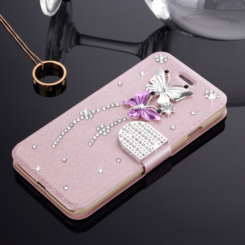 Pepmune Luxury Diamond Wallet Flip Case For Huawei P30 Pro P20 Lite Girl Bling Glitter Leather Cover For Huawei Mate 20 Pro Capa: For P30 lite / Butterfly