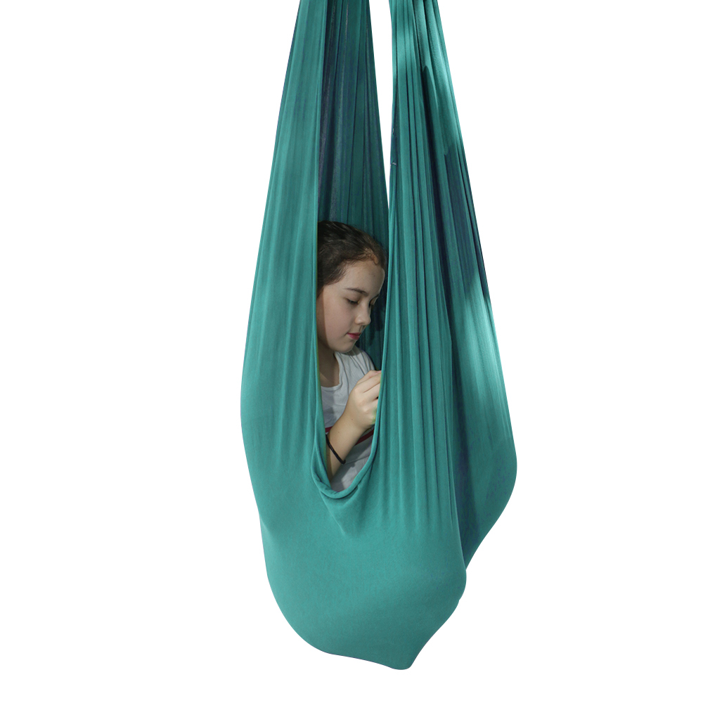 Columpio de terapia de interior para niños con necesidades especiales, Columpio de LICRA para acurrir, hamaca para niños: Verde