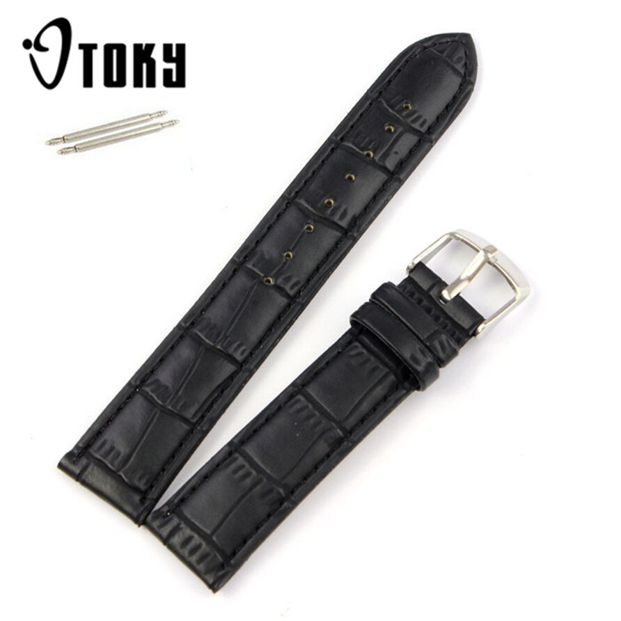 Horlogeband 24mm leer vintage zwart met staalnieten | De goedkoopste