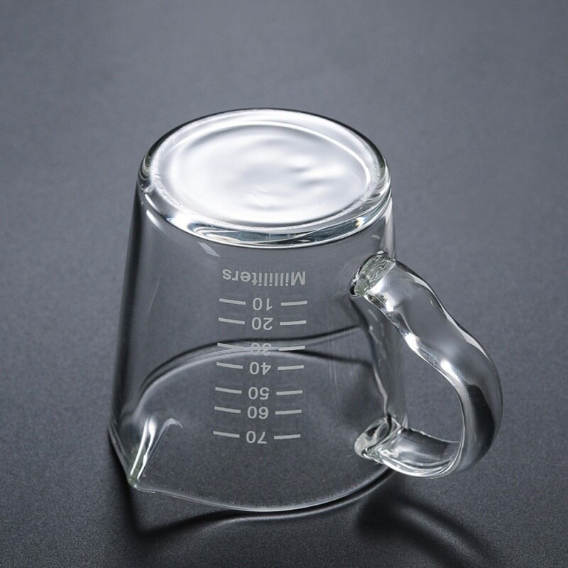ZL-vaso de leche pequeño de 70ml, vaso medidor de vidrio resistente al calor, para Espresso, con onzas de doble boquilla, P1