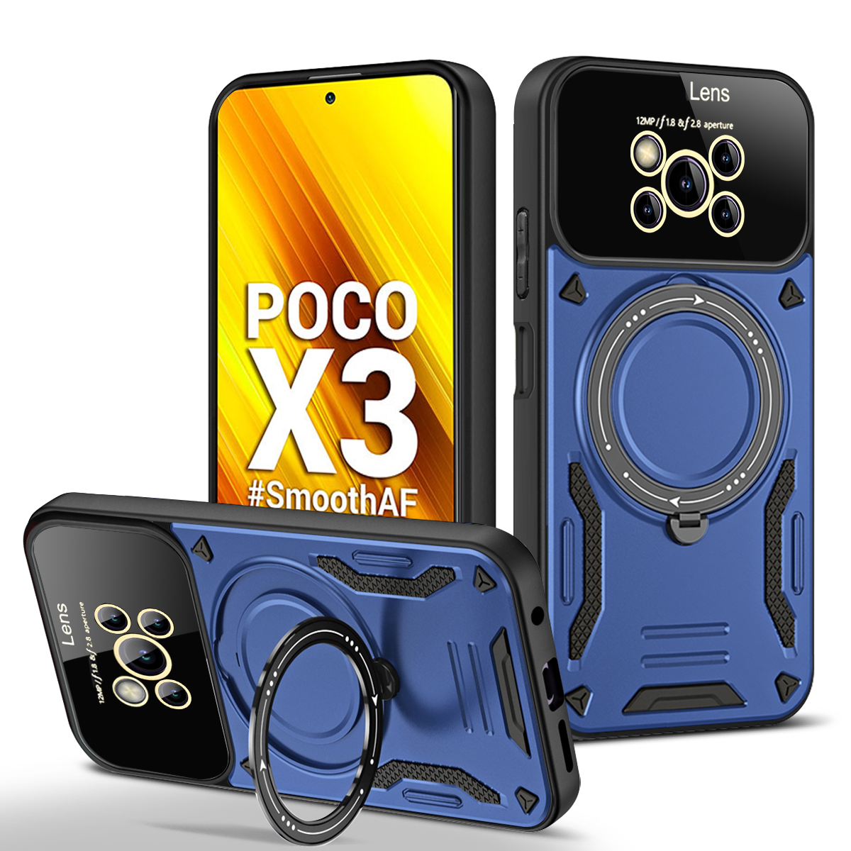 Para Xiaomi Poco X3 NFC funda para Magsafe funda de carga inalámbrica magnética para PocoX3 X3 X 3 Pro anillo soporte teléfono contraportada: ABS / Azul