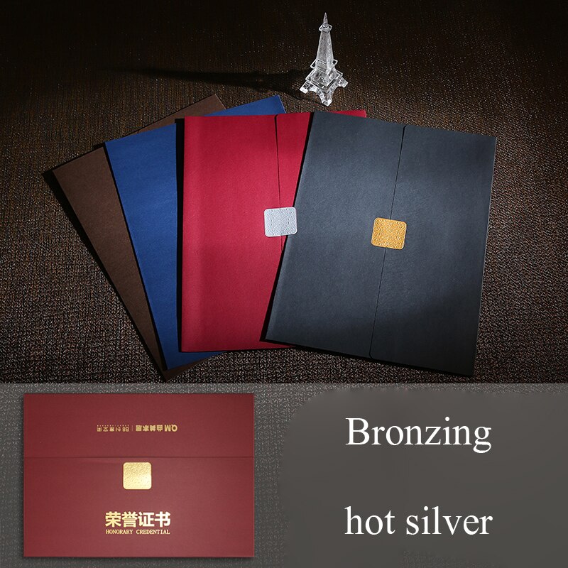 CUCKOO 1pcs certificate document paper envelope novelty dignified three folding file sets stamping sliver paper