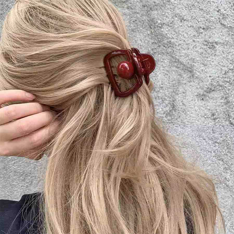 Pinzas para el cabello grandes de Color rojo oscuro para mujer, pasadores, horquillas, pinzas para el cabello de cola de caballo de plástico, accesorios para el cabello de tiburón para niñas mayores: Oro
