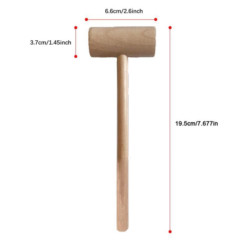 6PCS Crab Hammer Seafood Hammer Knocking Meat Food Small Wooden Hammer Shellfish Hammer Elm Wooden Spoon Wooden Shovel