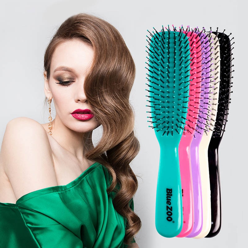 Hår hårbotten massage kam hår borste borst nylon kvinnor våta reda upp lockigt hår borste salong frisör styling lockigt hår kam