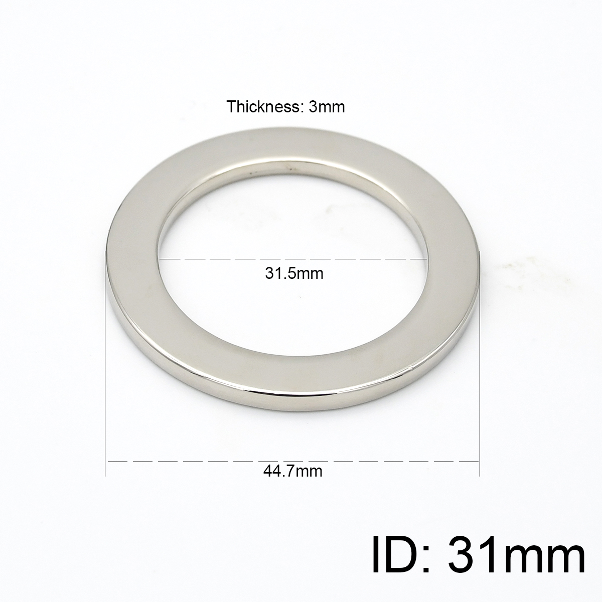Hebilla circular de alambre plano con anillo redondo de Metal para bricolaje, correas para hombro, mochila, piezas para bolso, correa artesanal de cuero, bolso con cinturón, 4 tamaños, 1 ud.