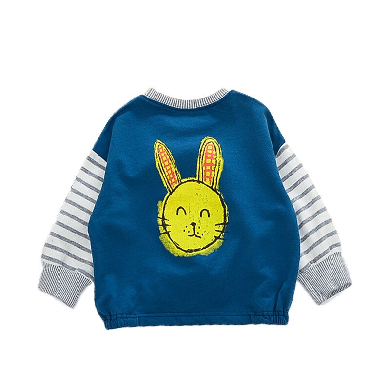 Barn baby flickor tröja spädbarn barn långärmad randig tecknad katt tryck hoodie tröja tröjor toppar kläder