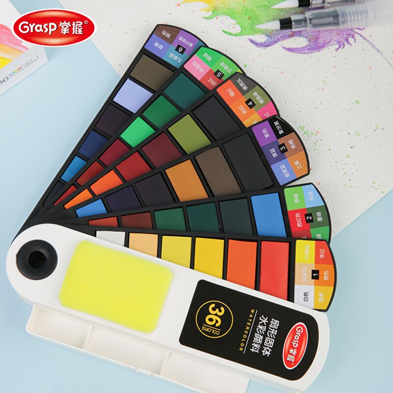 Draagbare 18 Kleuren Solid Pigment Aquarel Verf Set Met Spons Borstel Pen Voor Professionele Schilderen Kunst Levert