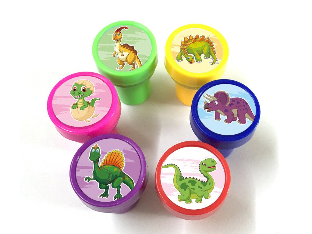 6 pz/lotto Sveglio di Gomma Del Fumetto Dinosauro Animale Auto Inchiostrazione Timbri Set Per Scrapbooking Regalo di Giocattoli Di Natale Per Il Capretto: Dinosaur A