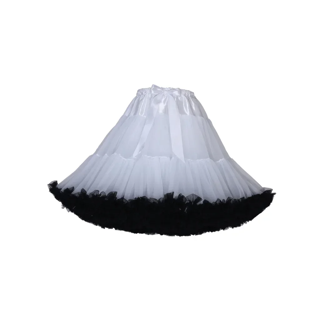 Ekstra langt dameskjørt med mer farget tyll, puffy rosa, bryllup, brudekjole, underskjørt, tutu: Hvit