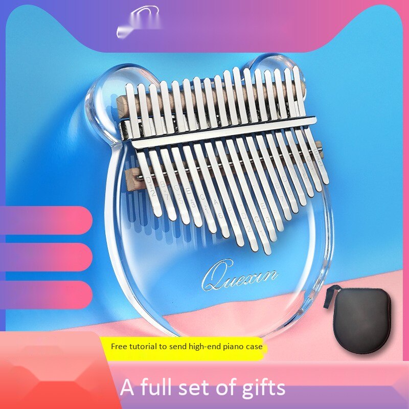 Clear Kalimba Thumb Piano Cat Shaped 17 Key Solid Finger Piano Transparent Body Cute Crystal Acrylic Kalimba With Beginners