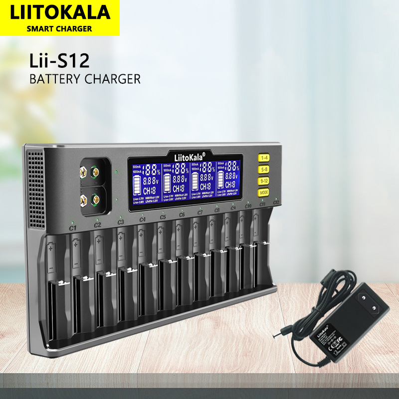 LiitoKala Lii-S12 Lii-S8 Lii-PD4 Lii-PD2 Lii-500S 3.7V 18650 18350 Battery Charger Auto-Polarity Detect 26650 21700 1.2V AA AAA: Dark Grey