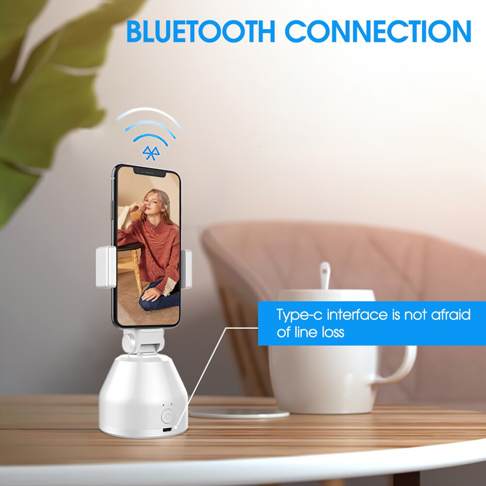 Smart AI Gimbal Rechargeable Gimbal Portable 360 Degree Rotation Auto Face Tracking Camera Gimbal for Vlog Video Record Live