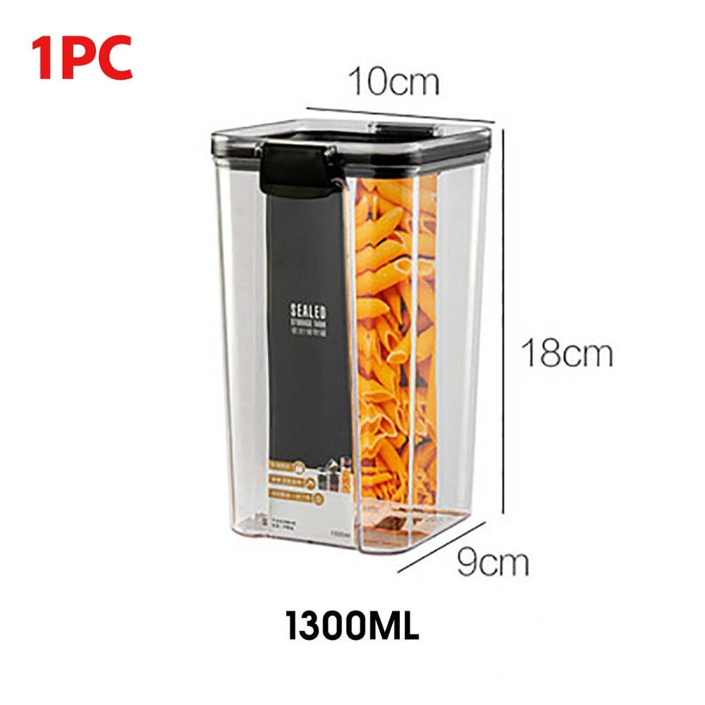 700/1300/1800ML Food Storage Container Plastic Kitchen Refrigerator Noodle Box Multigrain Storage Tank Transparent Sealed Cans: 1300ml