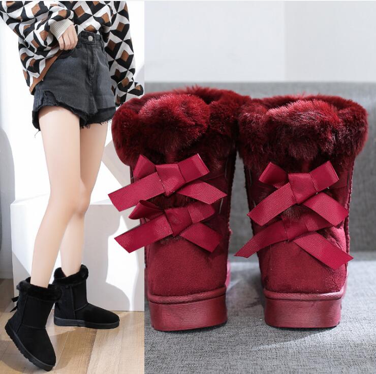 Vrouwen Winter Bont Warme Snowboots Dames Warme Wollen Booties Enkellaars Comfortabele Schoenen Plus Size 36-41 Casual vrouwen Mid Laarzen