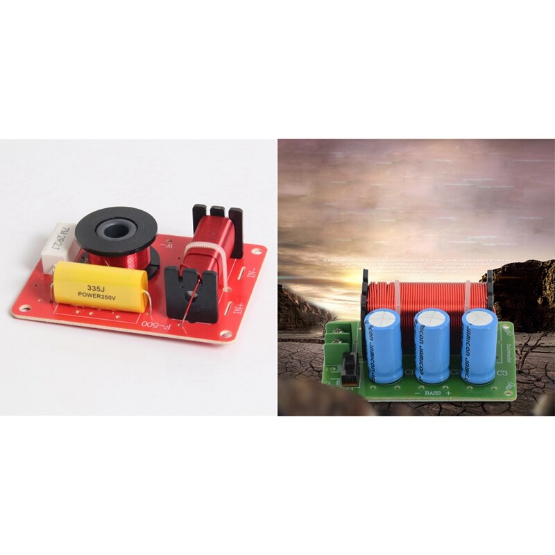 2 pcs speaker crossover 2 way high-low 8 ohm frequency divider 130w &amp; 200w