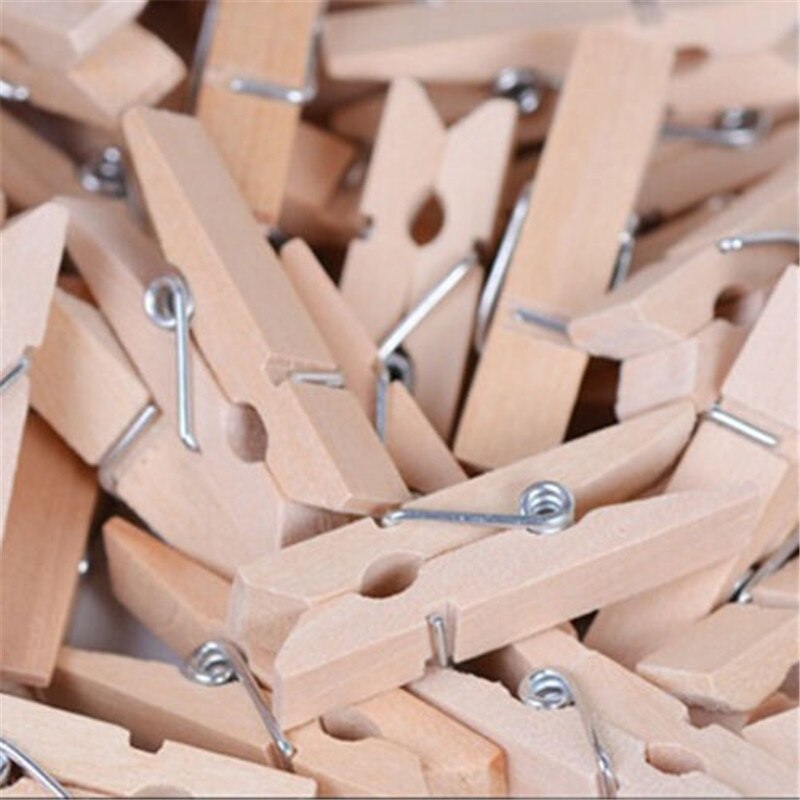 Mini broche de madera Natural para ropa, 50 Uds. X25 mm, papel fotográfico, pinzas para ropa, Color madera, artesanía, postal, decoración, Clip de pared de fotos