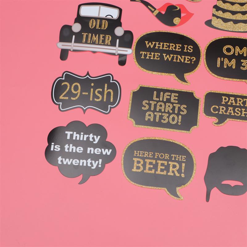 41pcs 30th Birthday Photo Props Set Birthday Party Decoration Funny Mustache Photo Booth Props Set Photography Accessories