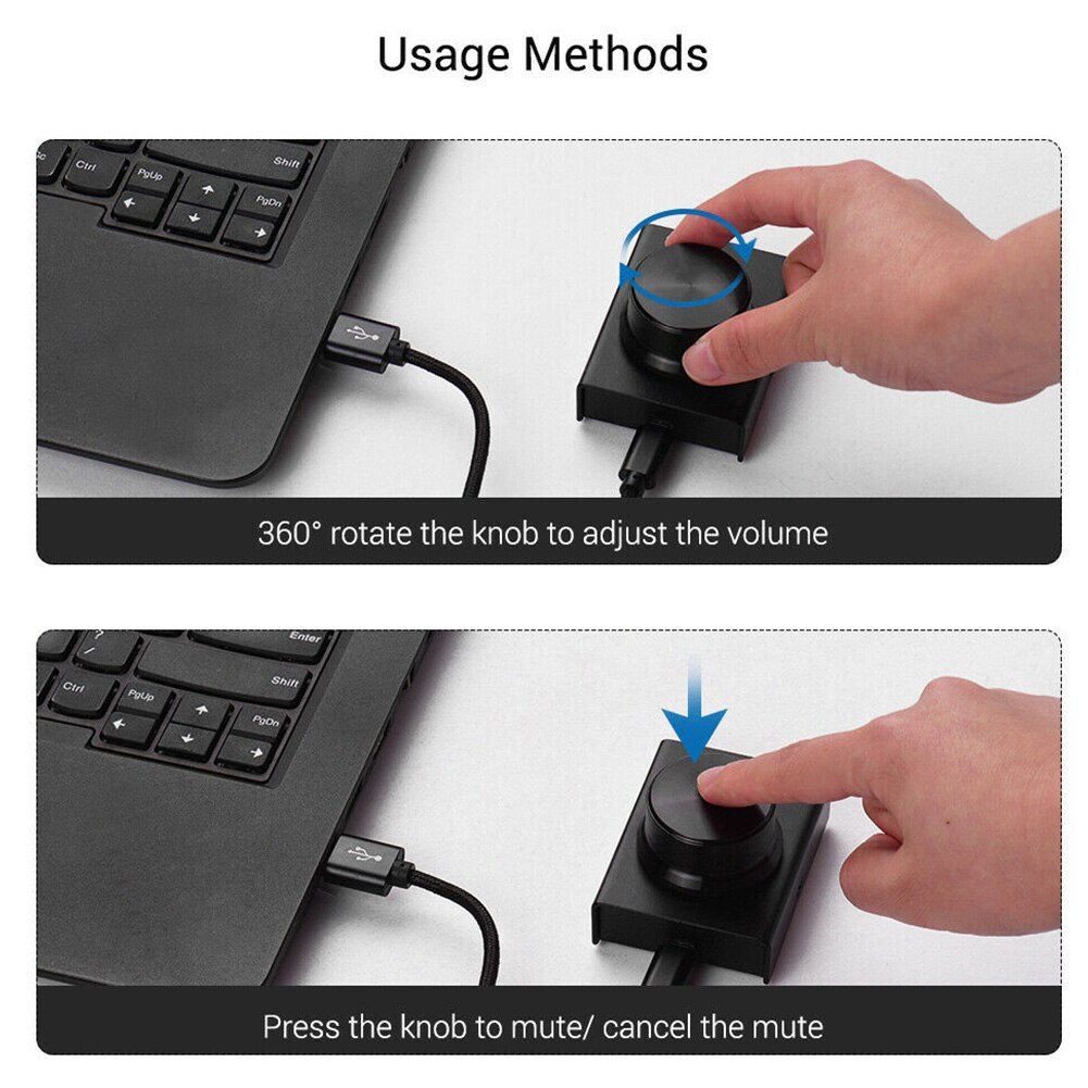 Indicateur LED avec fonction muet contrôleur de Volume bouton de haut-parleur d'ordinateur multi-usages Port USB métal Plug And Play #734